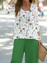 Damen Geblümt Print Zweiteiliges Set Täglich Langarm Lässig Frühling/Herbst Bluse mit Hose Matching Set