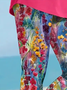 Damen Geblümt Caprihosen Elastische Taille Hose Lässig Sommer Hose