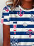 Damen Gestreift Kurzarm T-Shirts T-Shirt Rundhals Print Lässig Sommer T-Shirt mit Grafik Oberteile