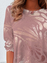 Damen Abstrakt Langarm T-Shirts T-Shirt Rundhals Print Lässig Frühling/Herbst T-Shirt mit Grafik Oberteile