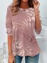 Damen Abstrakt Langarm T-Shirts T-Shirt Rundhals Print Lässig Frühling/Herbst T-Shirt mit Grafik Oberteile