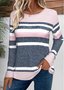 Damen Gestreift Langarm T-Shirts T-Shirt Rundhals Lässig Frühling/Herbst Oberteile