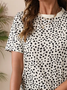 Damen Polka Dots Kurzarm T-Shirts T-Shirt Rundhals Print Lässig Sommer T-Shirt mit Grafik Oberteile