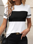 Damen Gestreift Kurzarm T-Shirts T-Shirt Rundhals Print Lässig Sommer T-Shirt mit Grafik Oberteile
