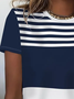 Damen Gestreift Kurzarm T-Shirts T-Shirt Rundhals Print Lässig Sommer T-Shirt mit Grafik Oberteile