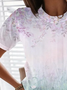 Damen Geblümt Kurzarm T-Shirts T-Shirt Rundhals Print Lässig Sommer T-Shirt mit Grafik Oberteile