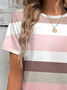 Damen Gestreift Kurzarm T-Shirts T-Shirt Rundhals Print Lässig Sommer T-Shirt mit Grafik Oberteile