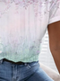 Damen Geblümt Kurzarm T-Shirts T-Shirt Rundhals Print Lässig Sommer T-Shirt mit Grafik Oberteile