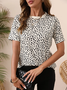 Damen Polka Dots Kurzarm T-Shirts T-Shirt Rundhals Print Lässig Sommer T-Shirt mit Grafik Oberteile