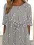 Damen Geblümt Kurzarm Sommer Print Kleid Rundhals Täglich Lässig Maxikleid Etuikleid H-Linie Kleid