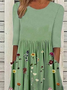 Damen Geblümt Kurzarm Sommer Print Kleid Rundhals Täglich Lässig Maxikleid Etuikleid H-Linie Kleid