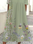 Damen Geblümt Kurzarm Sommer Print Kleid Rundhals Täglich Lässig Maxikleid Etuikleid H-Linie Kleid