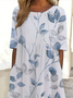 Damen Geblümt Kurzarm Sommer Print Kleid Rundhals Täglich Lässig Maxikleid Etuikleid H-Linie Kleid