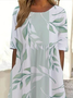 Damen Geblümt Kurzarm Sommer Print Kleid Rundhals Täglich Lässig Maxikleid Etuikleid H-Linie Kleid