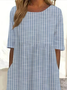 Damen Gestreift Kurzarm Sommer Print Kleid Rundhals Täglich Lässig Maxikleid Etuikleid H-Linie Kleid