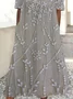 Damen Geblümt Kurzarm Sommer Print Kleid Rundhals Täglich Lässig Maxikleid Etuikleid H-Linie Kleid