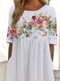 Damen Geblümt Kurzarm Sommer Print Kleid Rundhals Täglich Lässig Maxikleid Etuikleid H-Linie Kleid