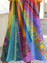 Damen Hippie Kurzarm Sommer Print Kleid Rundhals Täglich Lässig Maxikleid Etuikleid H-Linie Kleid