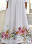 Damen Geblümt Kurzarm Sommer Print Kleid Rundhals Täglich Lässig Maxikleid Etuikleid H-Linie Kleid