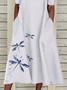 Damen Libelle Kurzarm Sommer Print Kleid Rundhals Täglich Lässig Maxikleid Etuikleid H-Linie Kleid