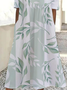 Damen Geblümt Kurzarm Sommer Print Kleid Rundhals Täglich Lässig Maxikleid Etuikleid H-Linie Kleid
