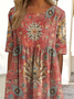 Damen Geblümt Kurzarm Sommer Print Kleid Rundhals Täglich Lässig Maxikleid Etuikleid H-Linie Kleid