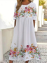 Damen Geblümt Kurzarm Sommer Print Kleid Rundhals Täglich Lässig Maxikleid Etuikleid H-Linie Kleid