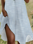 Damen Gestreift Kurzarm Sommer Print Kleid Rundhals Täglich Lässig Mini Tunika H-Linie Kleid
