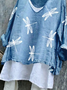 Damen Tier Langarm T-Shirts T-Shirt V-Ausschnitt Retro Frühling/Herbst Oberteile
