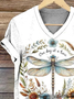 Damen Geblümt Kurzarm T-Shirts T-Shirt V-Ausschnitt Lässig Sommer Oberteile