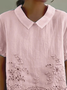 Damen Unifarben Halbarm Bluse Sommer Schalkragen Täglich Lässig Oberteile