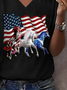 Damen Tag der Unabhängigkeit (Flagge) Kurzarm T-Shirts T-Shirt V-Ausschnitt Print Lässig Sommer T-Shirt mit Grafik Oberteile