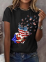 Damen Tag der Unabhängigkeit (Flagge) Kurzarm T-Shirts T-Shirt Rundhals Print Lässig Sommer T-Shirt mit Grafik Oberteile