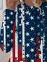 Damen Amerika-Flagge Langarm T-Shirts T-Shirt Rundhals Print Lässig Frühling/Herbst T-Shirt mit Grafik Oberteile