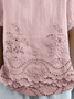 Damen Unifarben Halbarm Bluse Sommer Schalkragen Täglich Lässig Oberteile