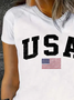 Damen Tag der Unabhängigkeit (Flagge) Kurzarm T-Shirts T-Shirt Rundhals Print Lässig Sommer T-Shirt mit Grafik Oberteile