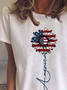 Damen Tag der Unabhängigkeit (Flagge) Kurzarm T-Shirts T-Shirt Rundhals Print Lässig Sommer T-Shirt mit Grafik Oberteile