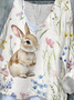 Damen OSTERN (Kaninchen) Langarm T-Shirts T-Shirt V-Ausschnitt Retro Frühling/Herbst Oberteile