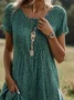 Damen Polka Dots Kurzarm Sommer Print Kleid Rundhals Täglich Lässig Mini Tunika H-Linie Kleid
