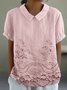 Damen Unifarben Halbarm Bluse Sommer Schalkragen Täglich Lässig Oberteile