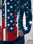 Damen Amerika-Flagge Langarm T-Shirts T-Shirt Rundhals Print Lässig Frühling/Herbst T-Shirt mit Grafik Oberteile