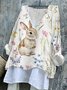 Damen OSTERN (Kaninchen) Langarm T-Shirts T-Shirt V-Ausschnitt Retro Frühling/Herbst Oberteile
