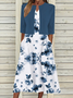 Damen Geblümt Print Zweiteiliges Set Täglich Halbarm Lässig Sommer Mantel mit Rock Matching Set