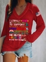Damen Textbriefe Langarm T-Shirts T-Shirt V-Ausschnitt Lässig Frühling/Herbst Oberteile