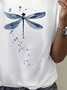 Damen Libelle Kurzarm T-Shirts T-Shirt Rundhals Print Lässig Sommer T-Shirt mit Grafik Oberteile