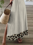 Damen Leopard Kurzarm Sommer Print Kleid V-Ausschnitt Täglich Lässig Maxikleid X-Linie Kleid