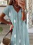 Damen Gestreift Kurzarm Sommer Print Kleid V-Ausschnitt Täglich Lässig Maxikleid X-Linie Kleid