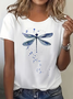 Damen Libelle Kurzarm T-Shirts T-Shirt Rundhals Print Lässig Sommer T-Shirt mit Grafik Oberteile