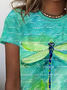 Damen Libelle Kurzarm T-Shirts T-Shirt Rundhals Print Lässig Sommer T-Shirt mit Grafik Oberteile