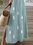 Damen Gestreift Kurzarm Sommer Print Kleid V-Ausschnitt Täglich Lässig Maxikleid X-Linie Kleid